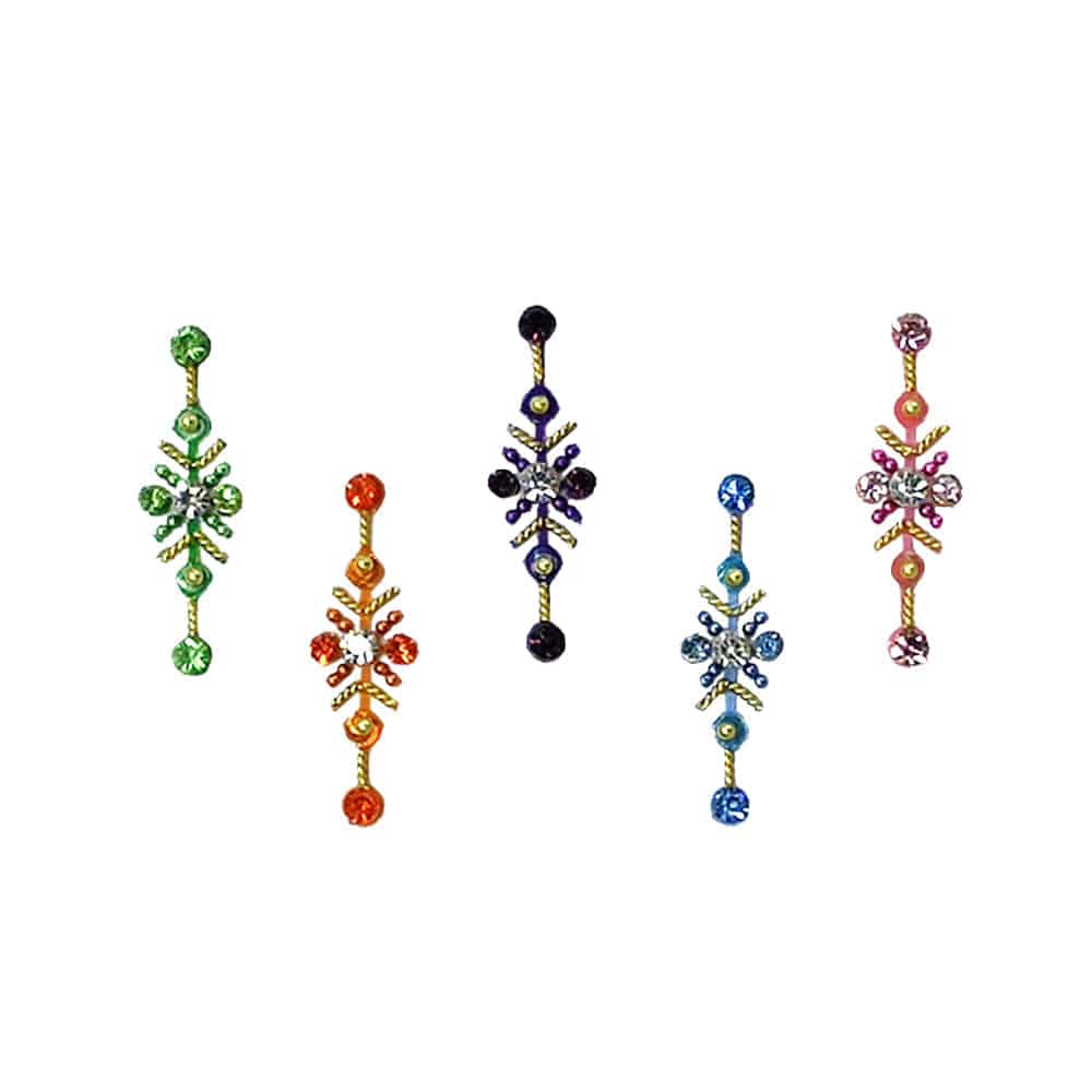 Comet Busters Traditional Long Multicolor Bindi with Stones (BIN1765) - India shopping