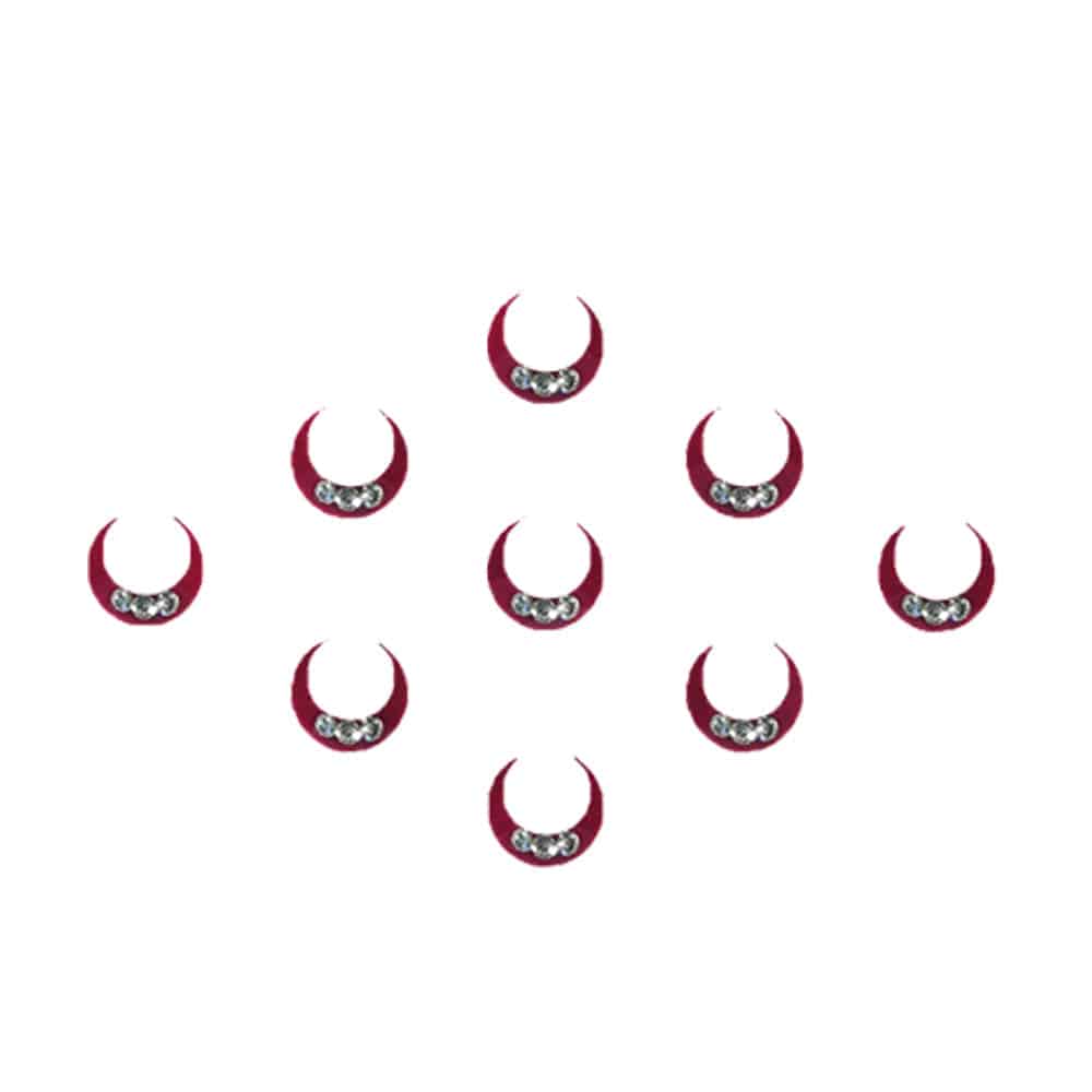 Comet Busters Traditional Maroon Moon Bindi With Stones (BIN618) - India shopping