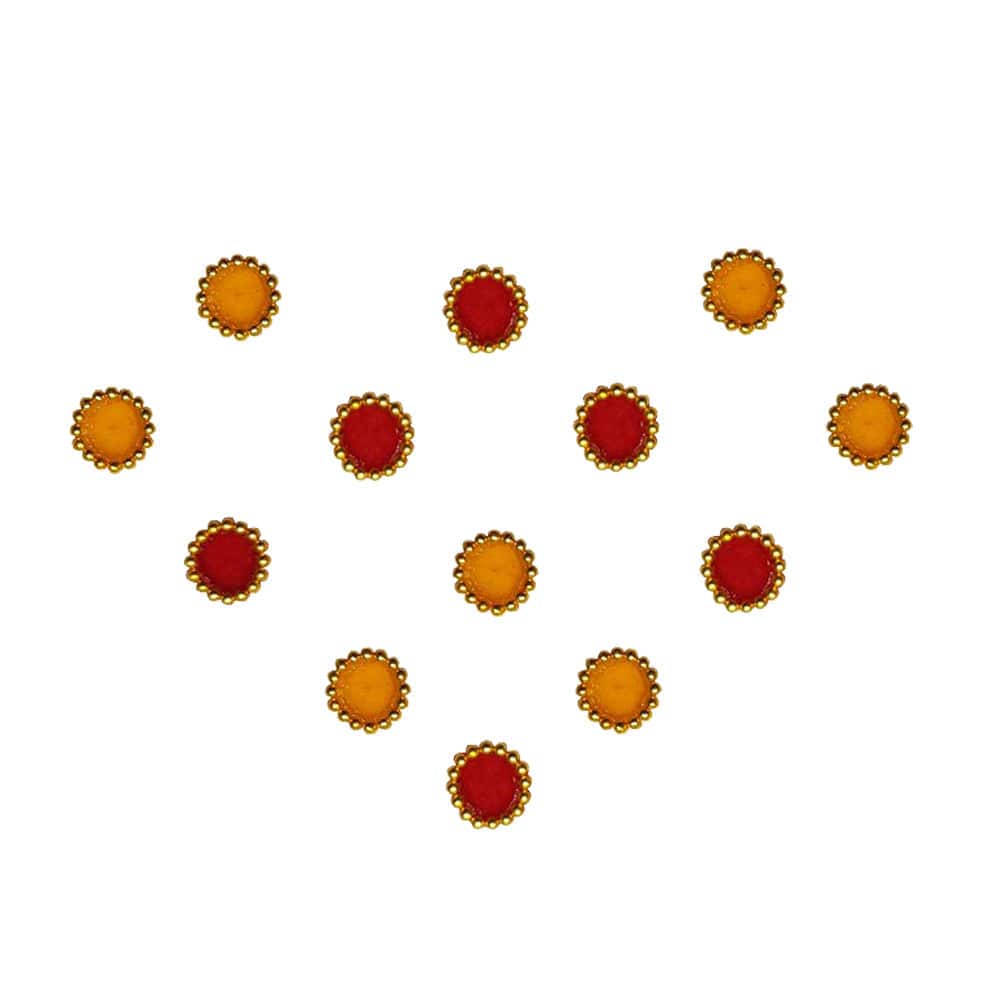 Comet Busters Traditional Small Round Red Yellow Bindi (5 mm) (BIN254) - India shopping