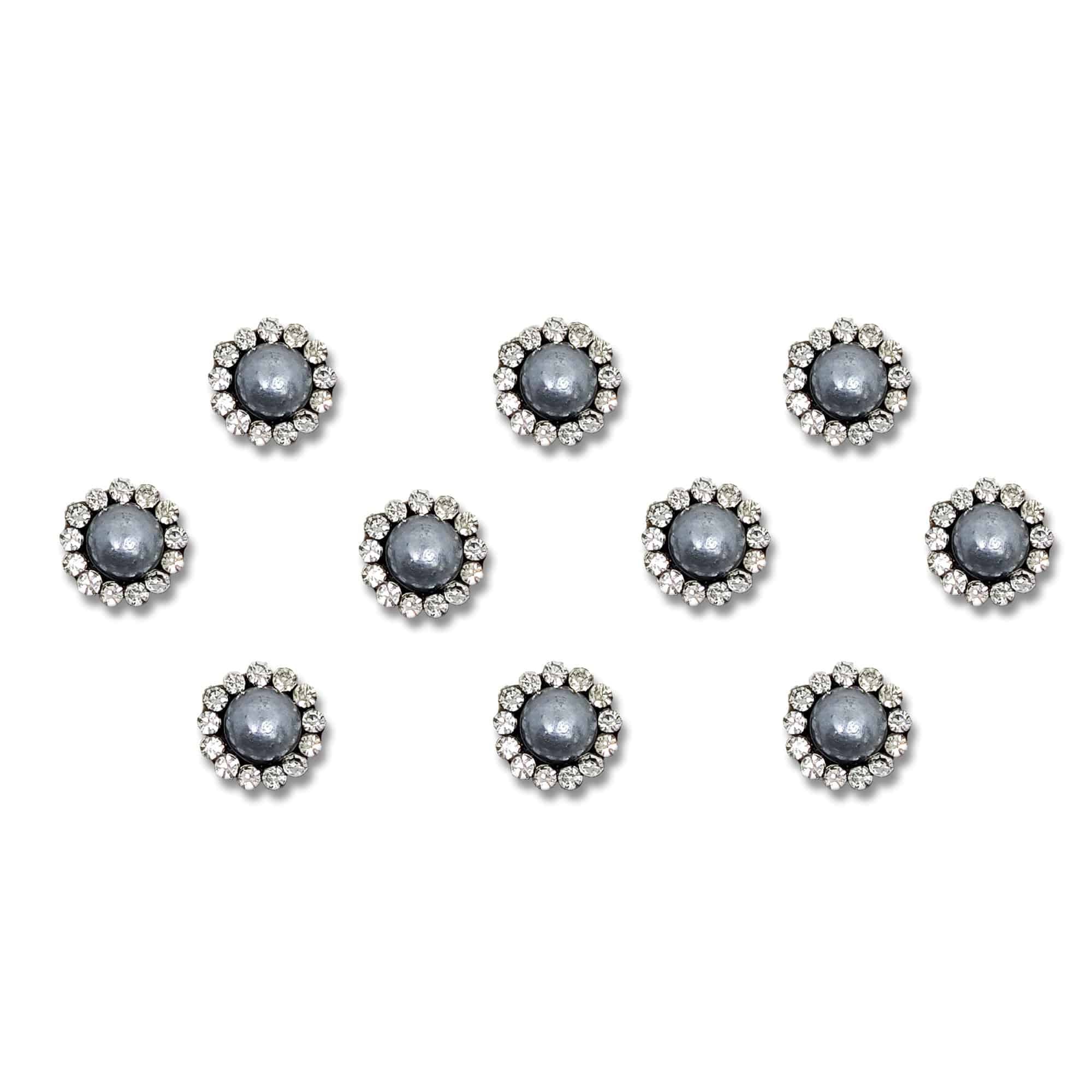 Comet Busters White Pearl Bindi With Silver Stone Border (8mm) (BIN2000) - India shopping