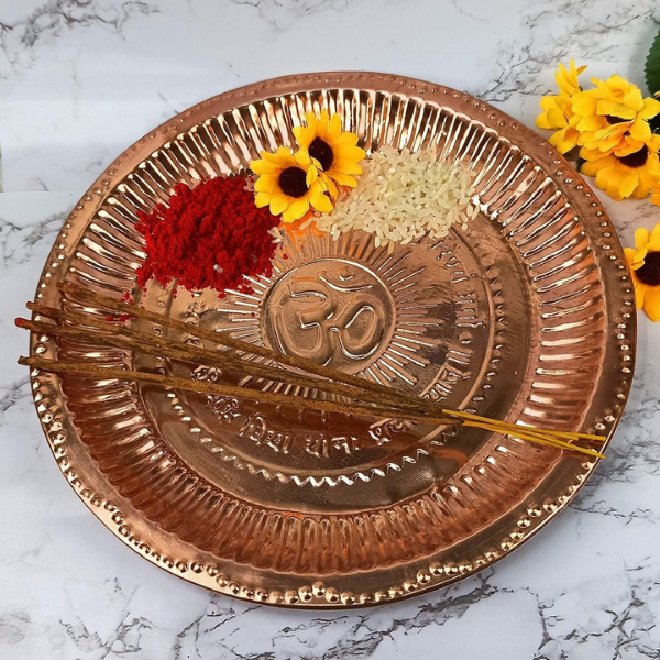 Copper Pooja Plate Thali | Set Of 2