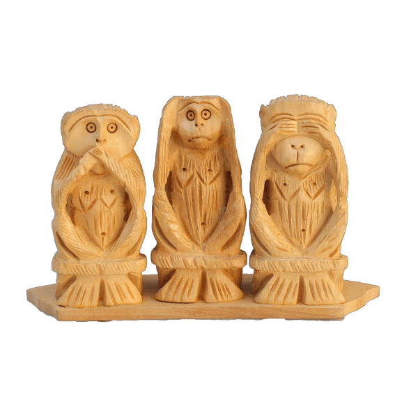 Miniature Gandhiji's Monkey Set of 3 Hand Carved Showpiece - India shopping