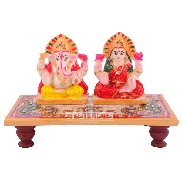 Crafticia Marble  Laxmi Ganesh Idol on Chowki - India shopping