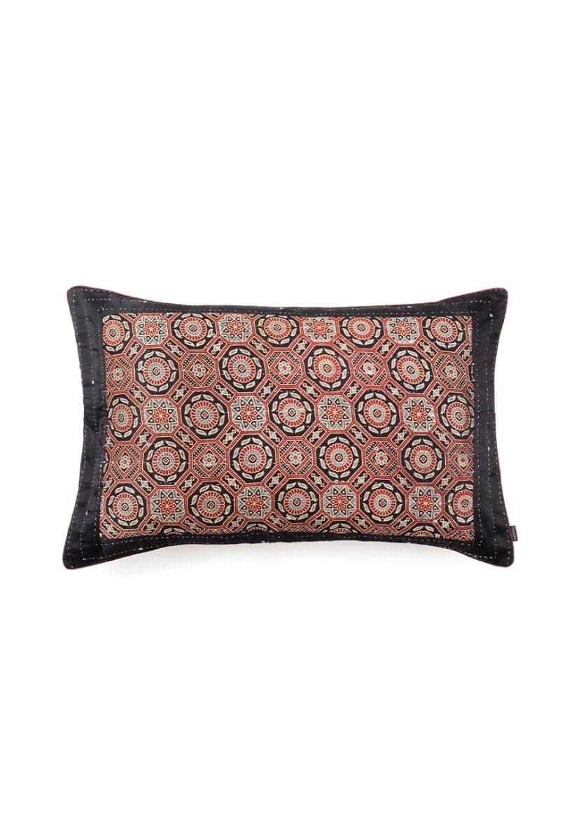 Black Hand Woven Cotton Pillow Cover - India shopping