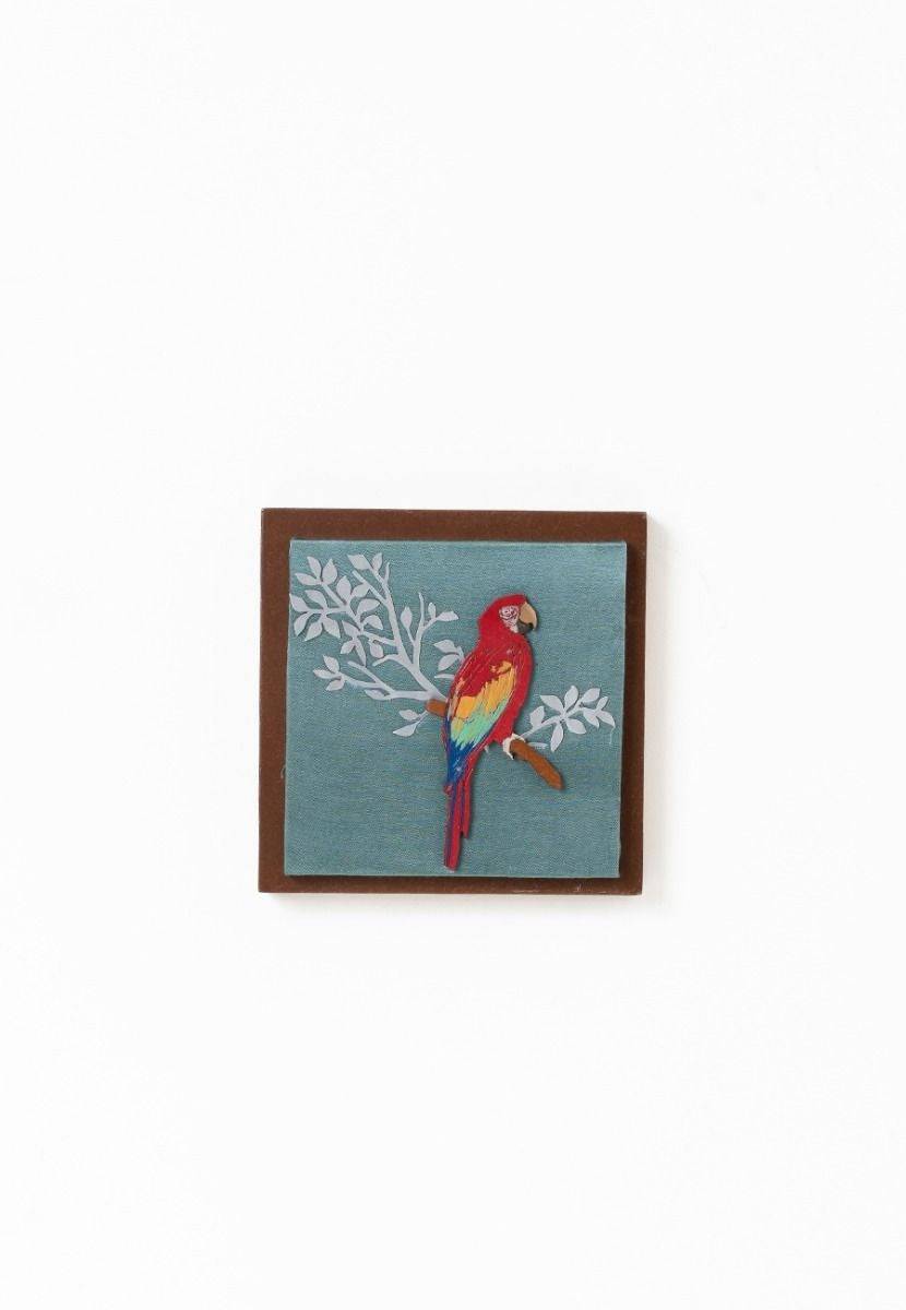 Blue Colour Hand-Painted Parrot Wall Frame - Aluminum Cutout - India shopping