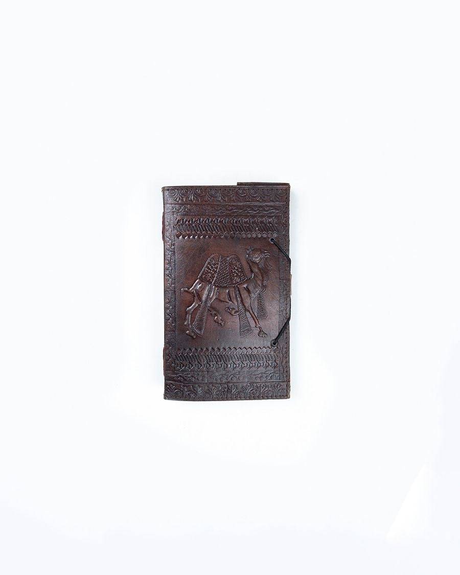 Brown Leather Camel Motif Embossed Diary - India shopping