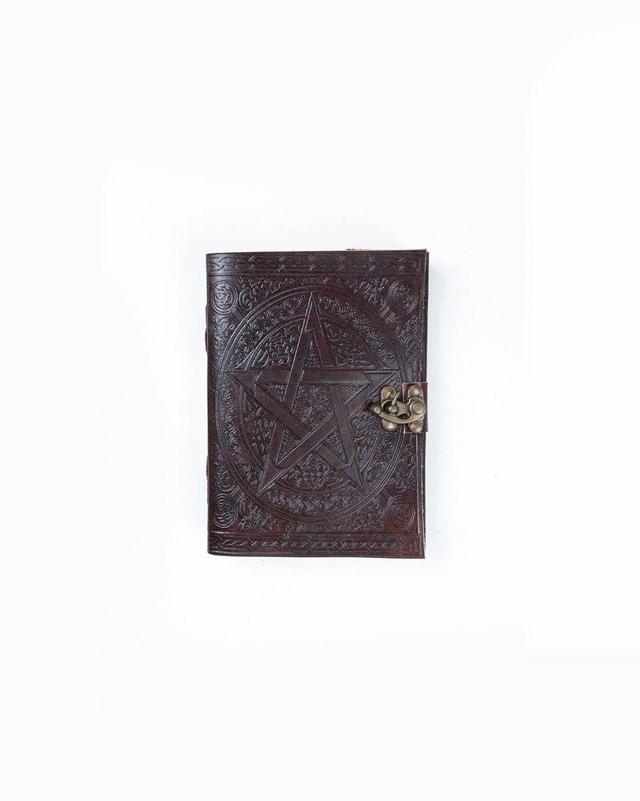 Brown Leather Star Motif Embossed Diary - India shopping