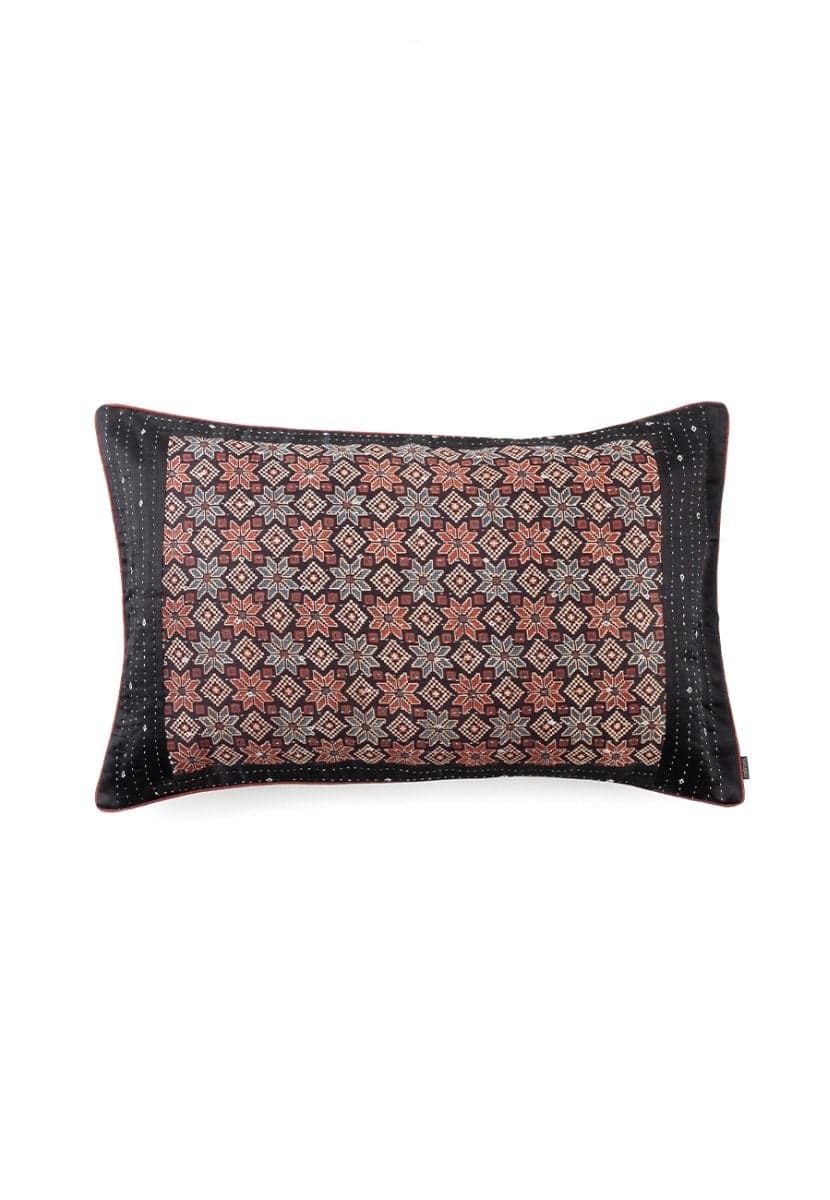 Cotton Black Hand-Woven Pillow Cover - India shopping