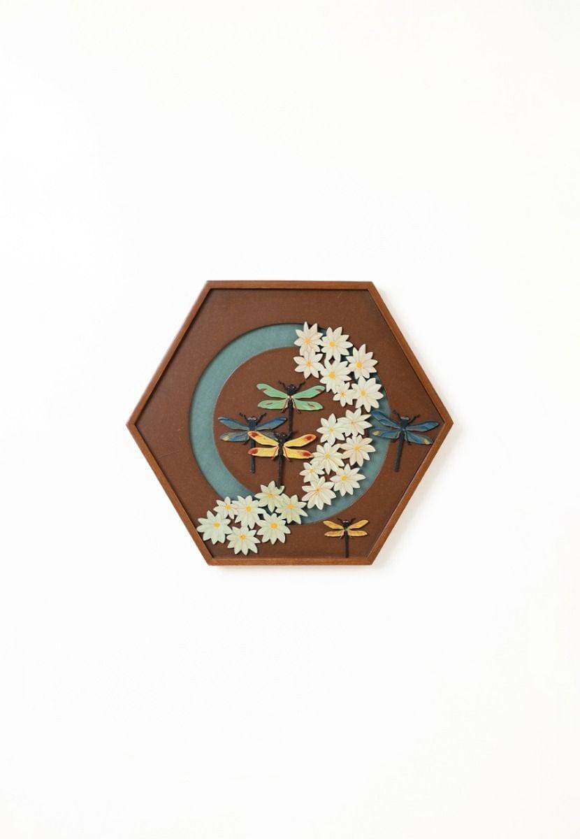 Dragonfly & Plumeria Brass Cutting Wall Frame - India shopping