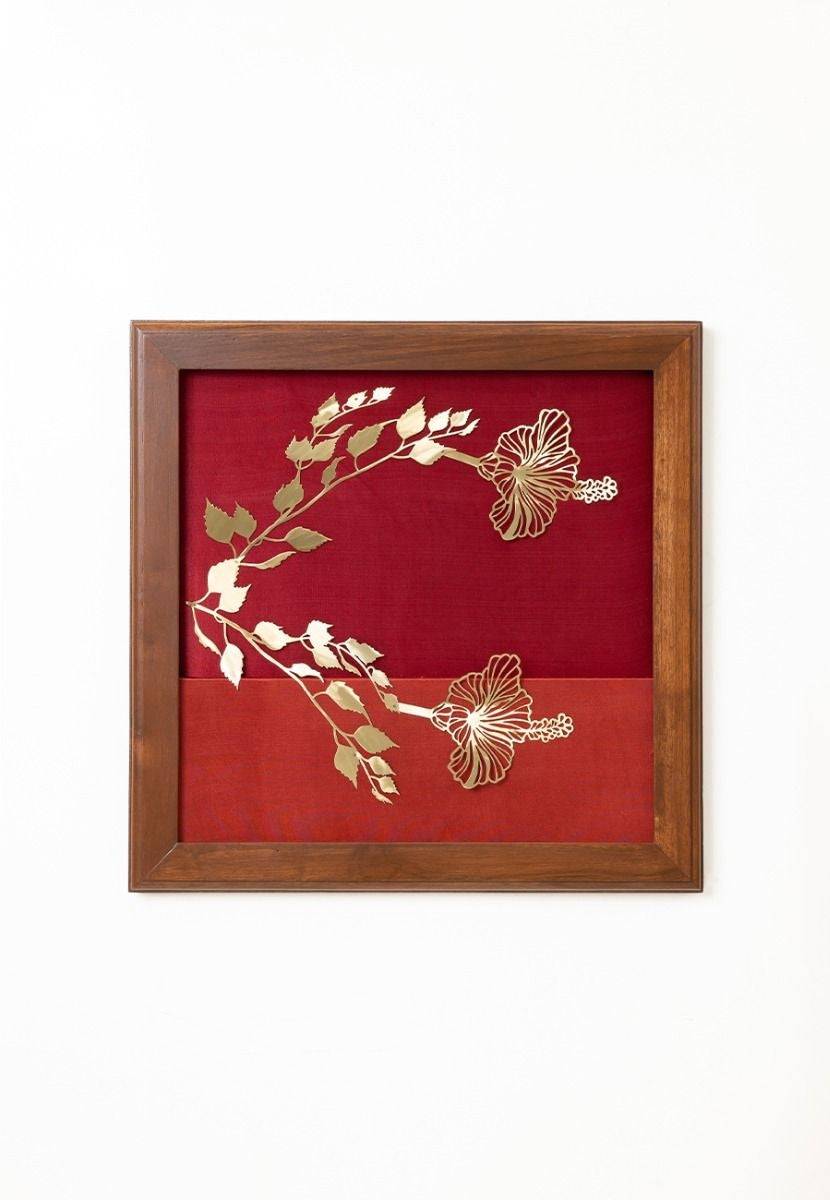 Hibiscus Brass Cutting Wall Frame - India shopping