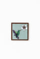 Mashru Wall Frame with Hand-Painted Hummingbird - Aluminum Cutout