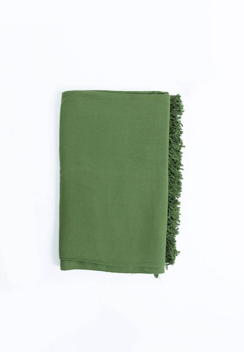 Olive Green Handwoven Cotton Bedsheet Set - India shopping