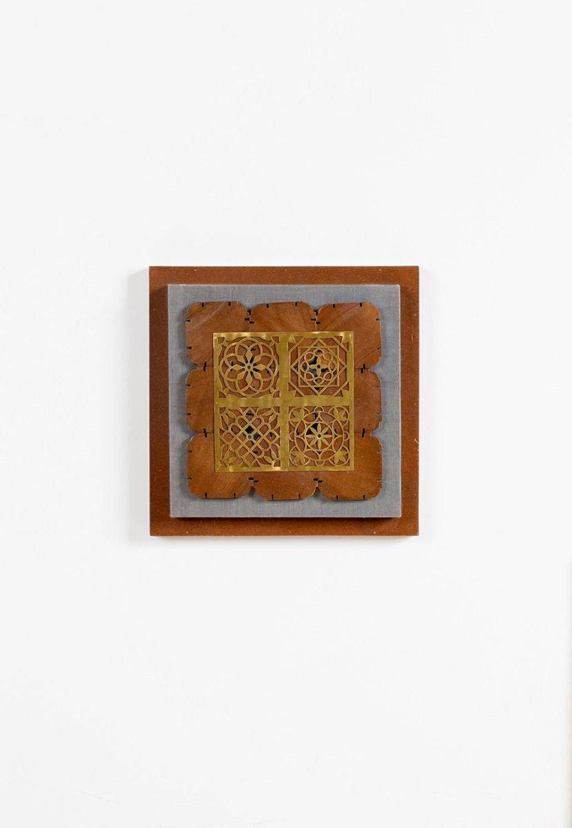 Wall Frame with Jaali Composition in a Wooden Block - India shopping