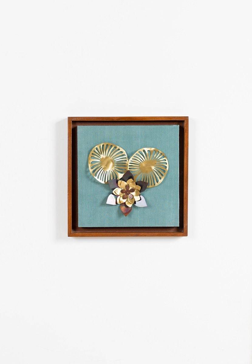 Wall Frame with Two Leaves and Flower Composition - India shopping