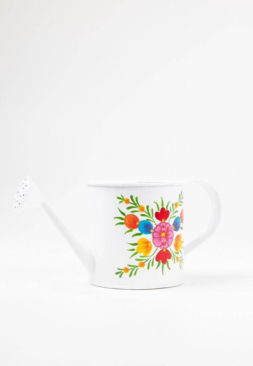 White Handpainted Aluminium Casted Plant Watering Can - India shopping