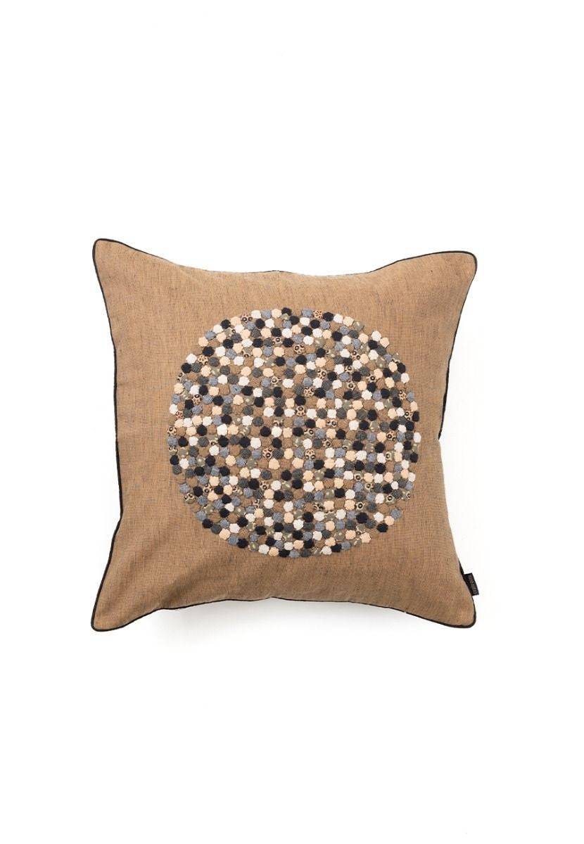 Hand-Woven Cotton Brown Cushion Cover - India shopping