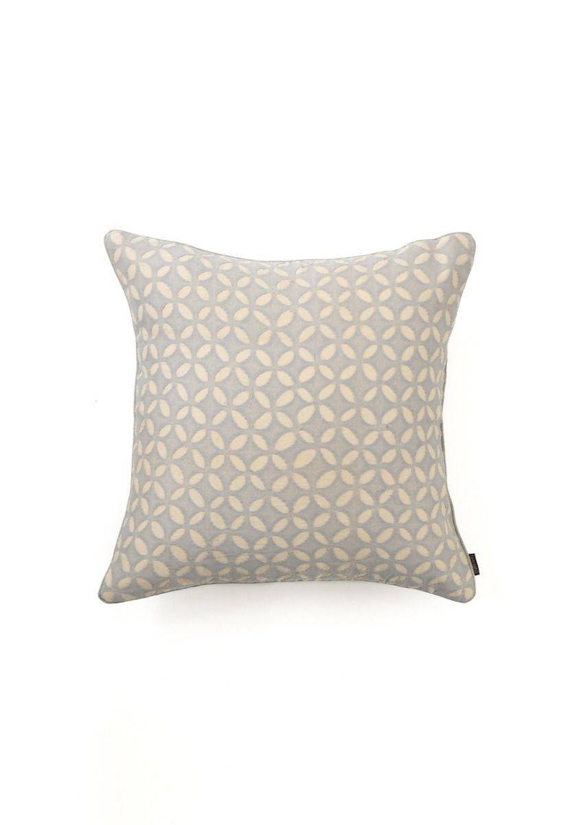 White and Light Gray Cotton Cushion Cover - India shopping