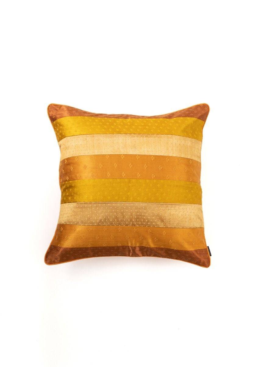 Yellow Hand-Woven Cushion Cover - India shopping