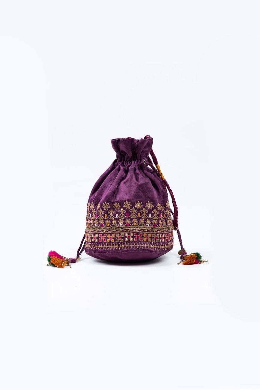 Hand Embroidered Round Potli Bag - India shopping