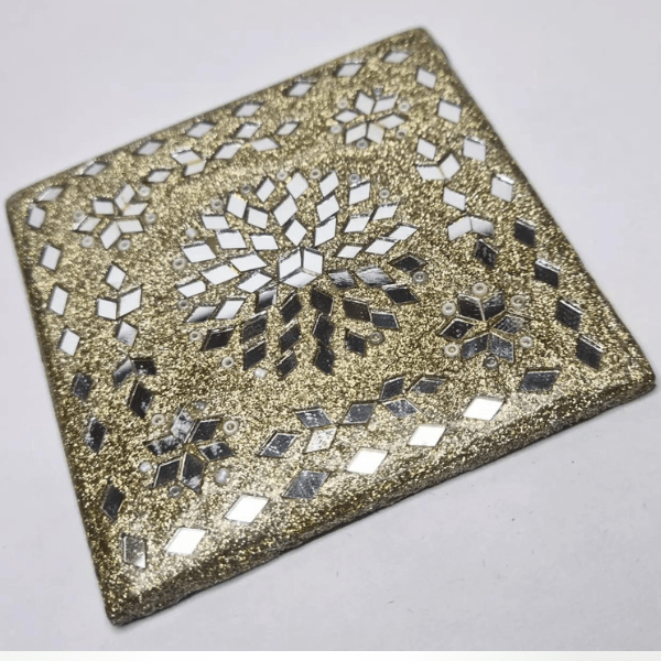 Ekobae Lacquer Mirror Work Coasters (Set of 6) - India shopping