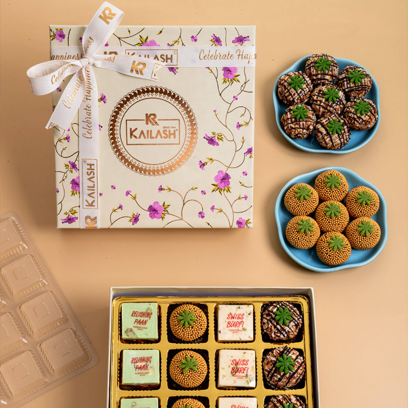 Kailash Sweets & Snacks Floral Sweets Box 16pcs