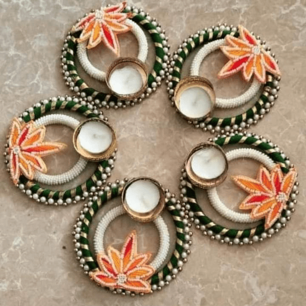 Pearl Tea light holders 4 pcs - India shopping