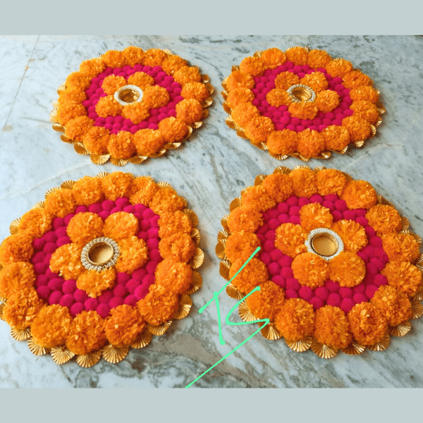 Marigold tea light Rangoli | Decor - India shopping