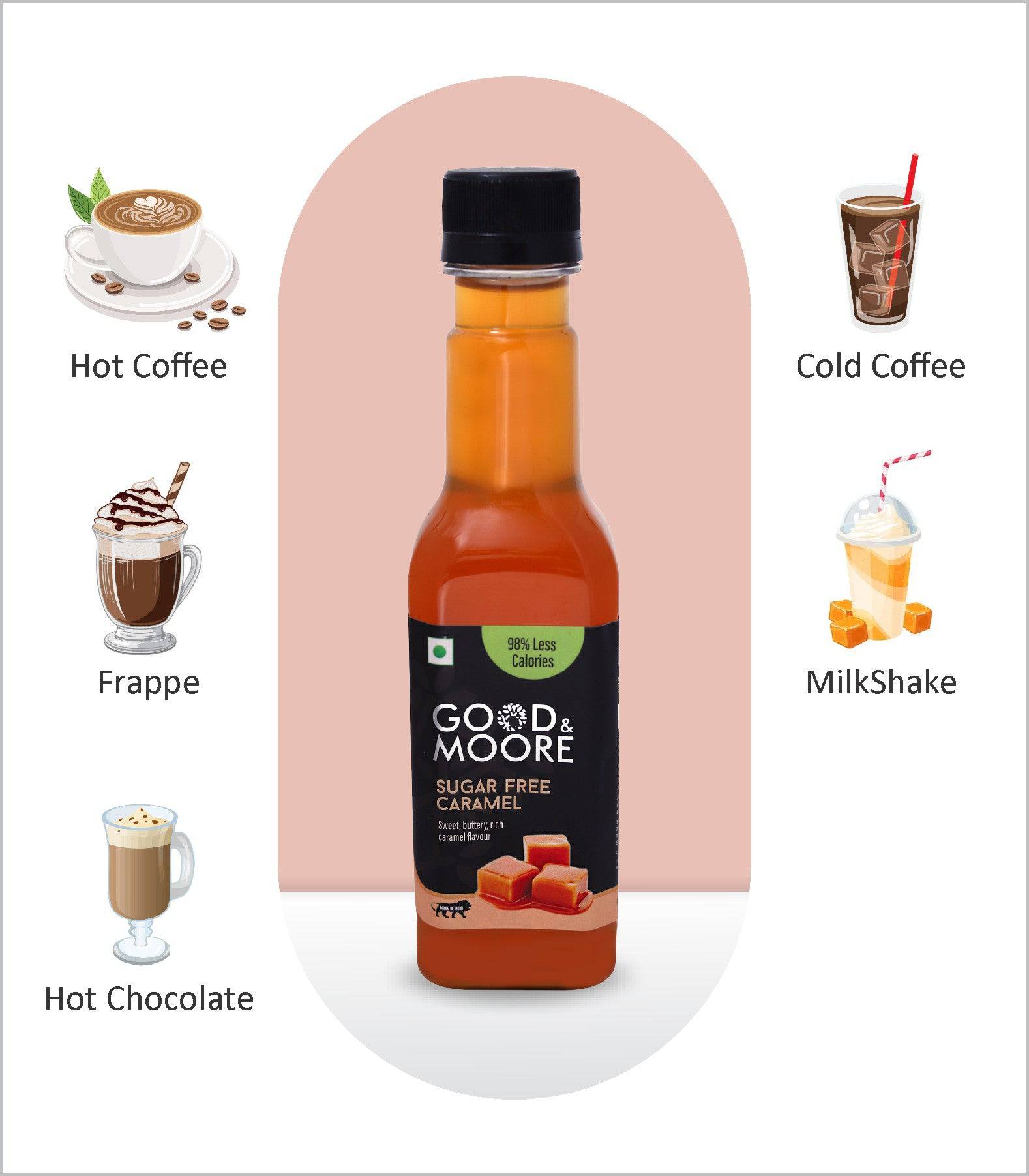 Good & Moore  Sugar free Caramel Syrup |250 ML | 750 ML - India shopping