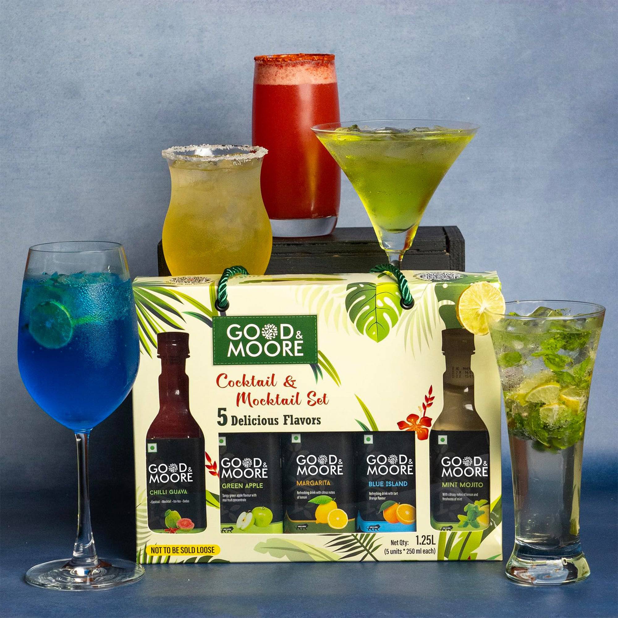 Good & Moore Cocktail & Mocktail Set | Festive Gift Pack | Pack of 5 Delicious Syrups - India shopping