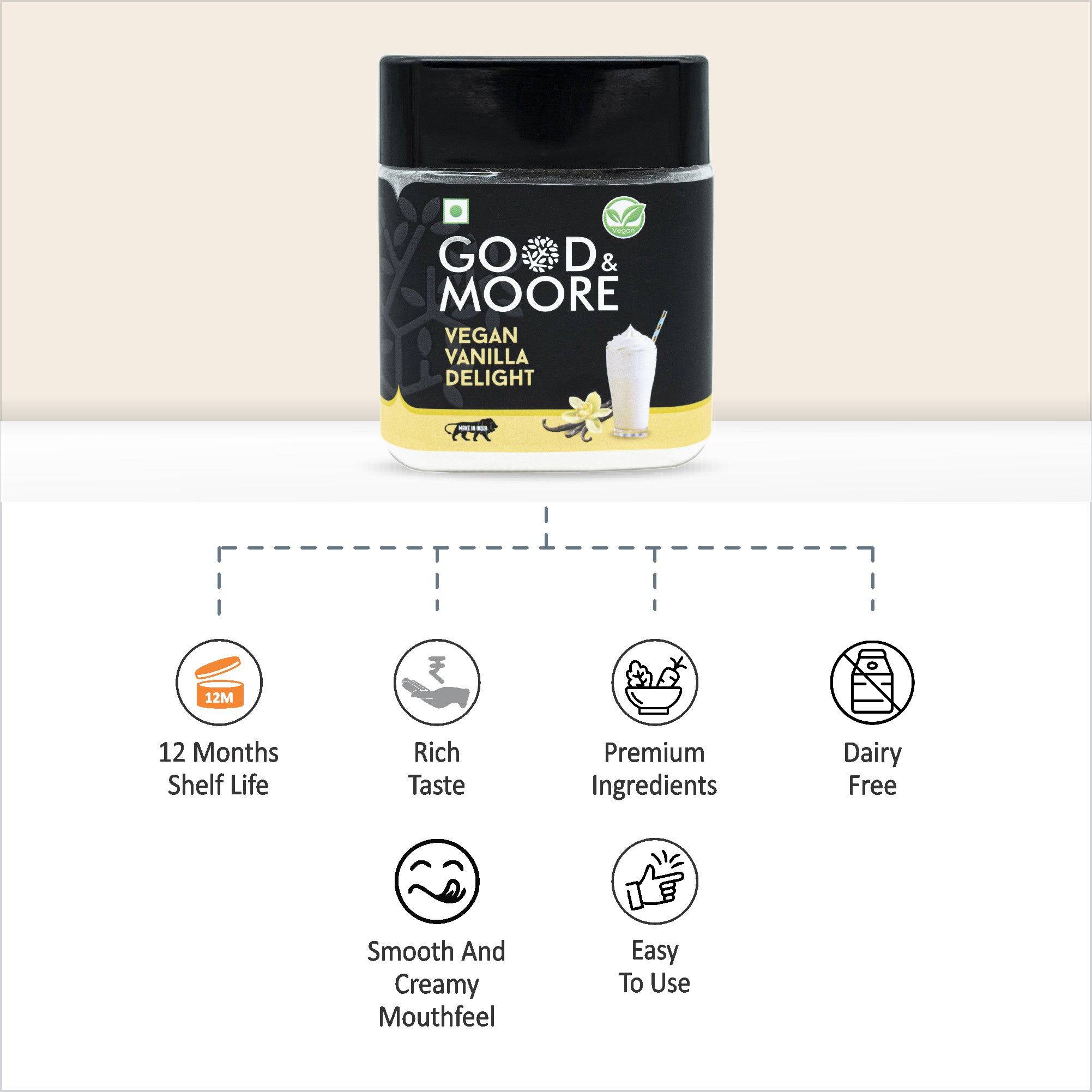 Good & Moore  Vegan Vanilla Delight Frappe Mix | 370 gms - India shopping