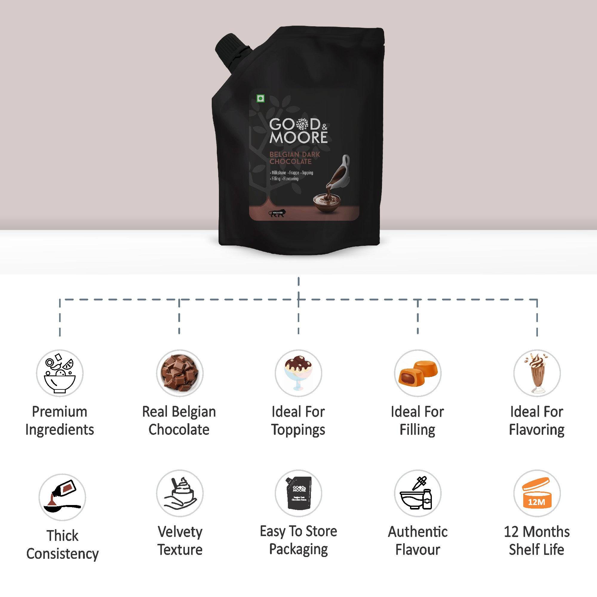 Good & Moore  Belgian Dark Chocolate Sauce | 200 ML - India shopping