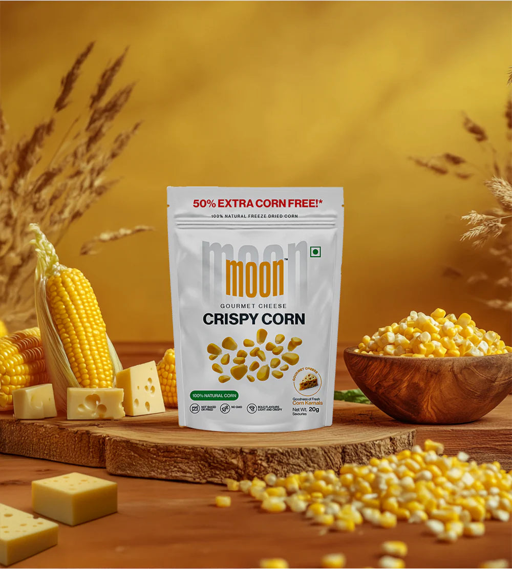 Moon Freeze Dried Crispy Corn Gourmet Cheese | ( Pack Of 3 ) 20 gms each
