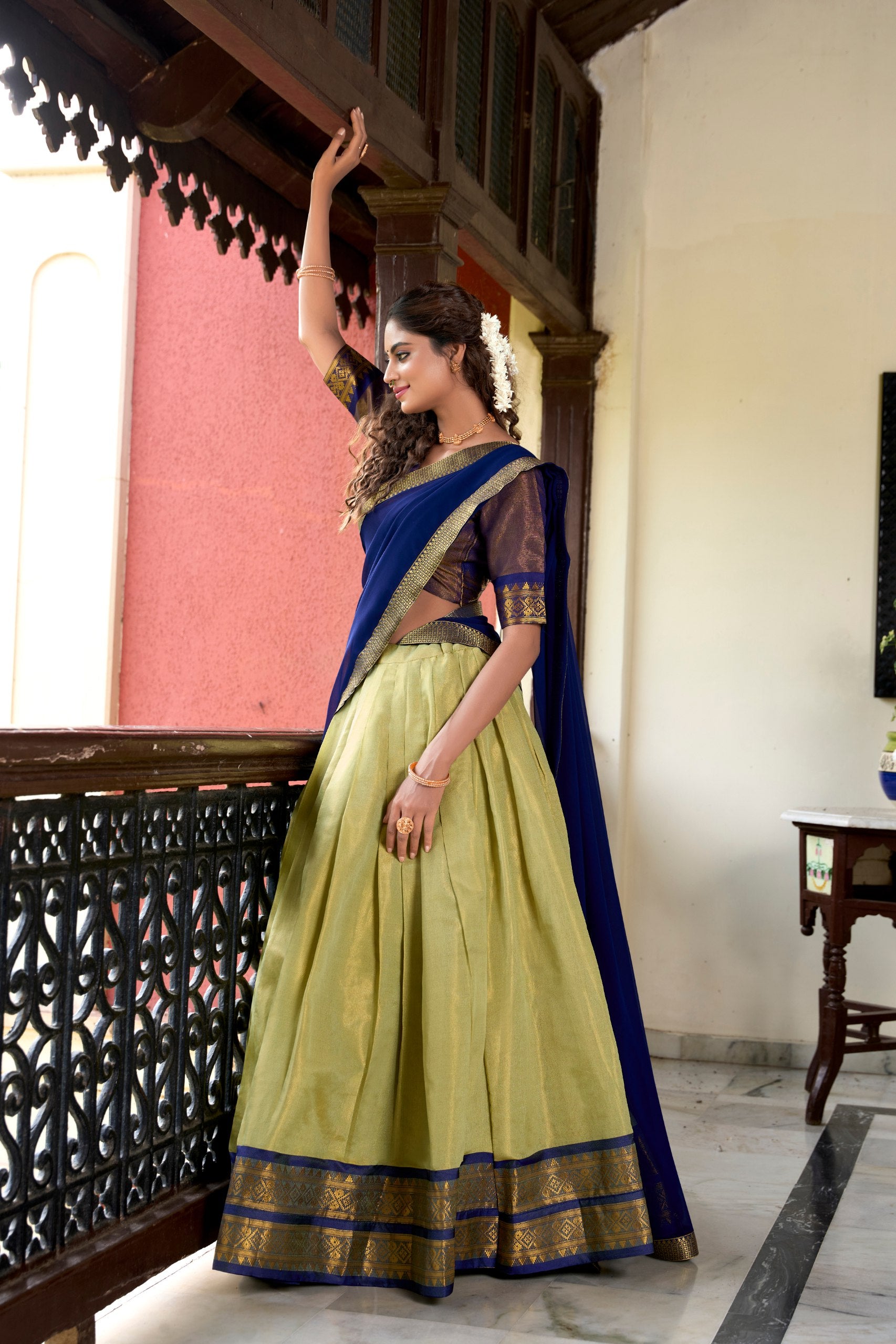 Kanchipuram Lehenga Choli With Intricate Zari Weaving