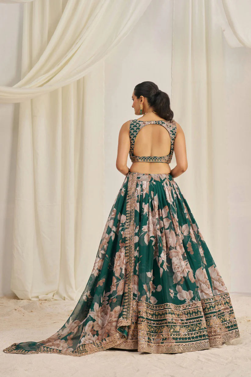 Organza Silk Lehenga Choli With Zari Dori Sequins Work | Ready To Wear