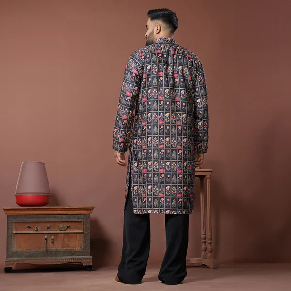 Meraki Ethnic Vintage Frames Kurta Pajama | Ready To Wear
