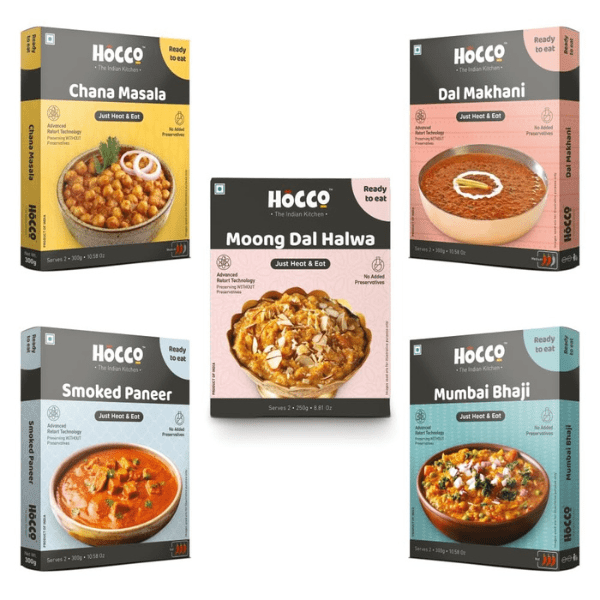 Hocco Ready to Eat Combo of 5 | Just Heat & Eat | No Added Preservative& Colours | Meal Ready in 5 Minutes - India shopping