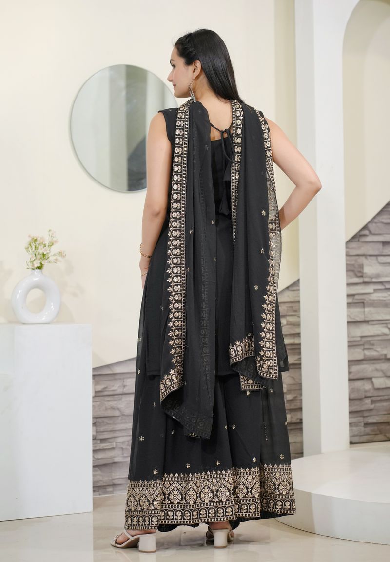 Black Lehenga Suit With Embroidery Work | Ready To Wear