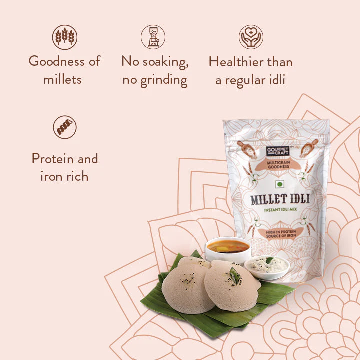 Gourmet Craft Millet Idli Mix & Instant Peanut Chutney Combo (250gm and 150gm)