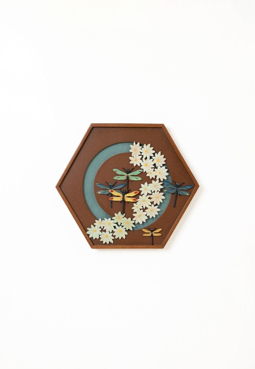 Dragonfly & Plumeria Brass Cutting Wall Frame