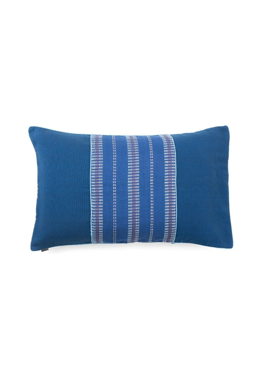 Hand-Woven Cotton Blue Pillow Cover