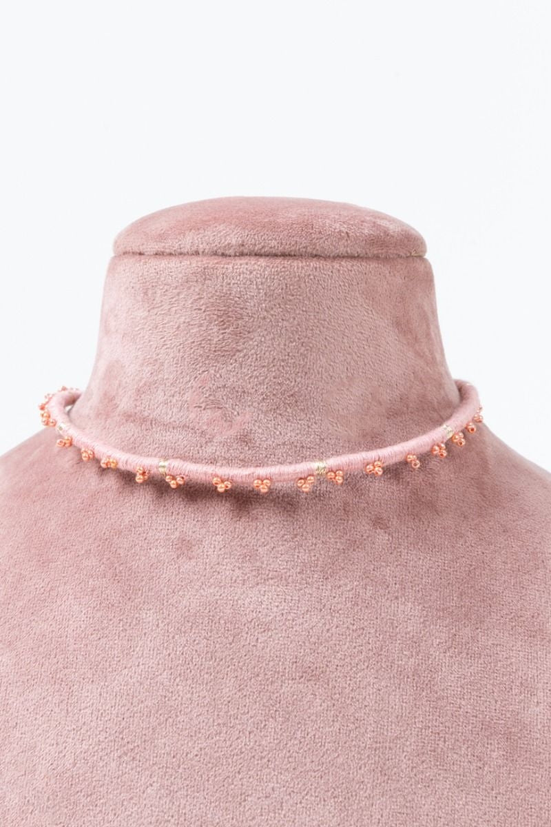 Light Pink Threads & Beads Choker