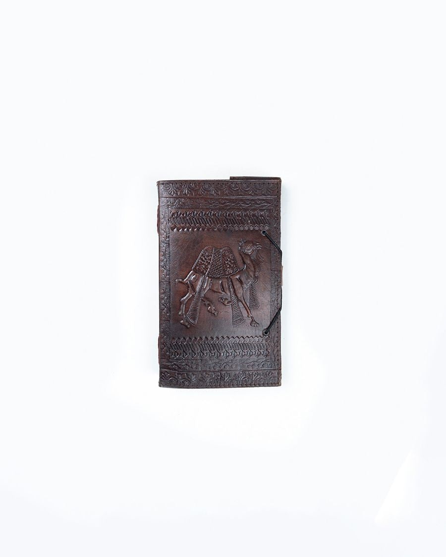 Brown Leather Camel Motif Embossed Diary