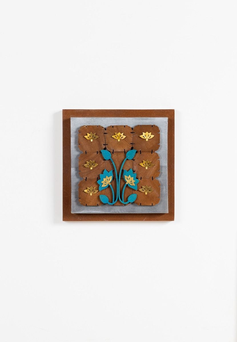 Flower Composition in a Wooden Block