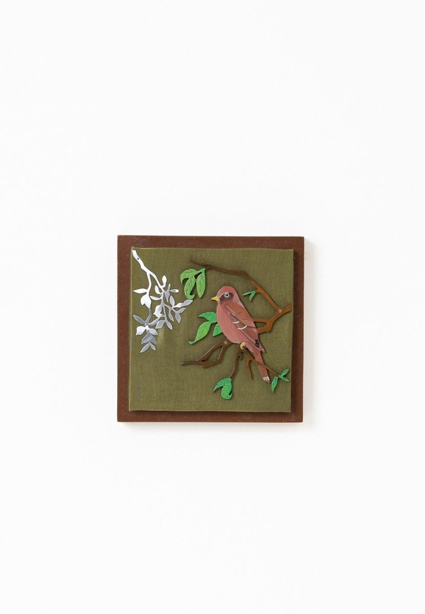 Mashru Wall Frame with Hand-Painted Bourke's Parrot - Aluminum Cutout