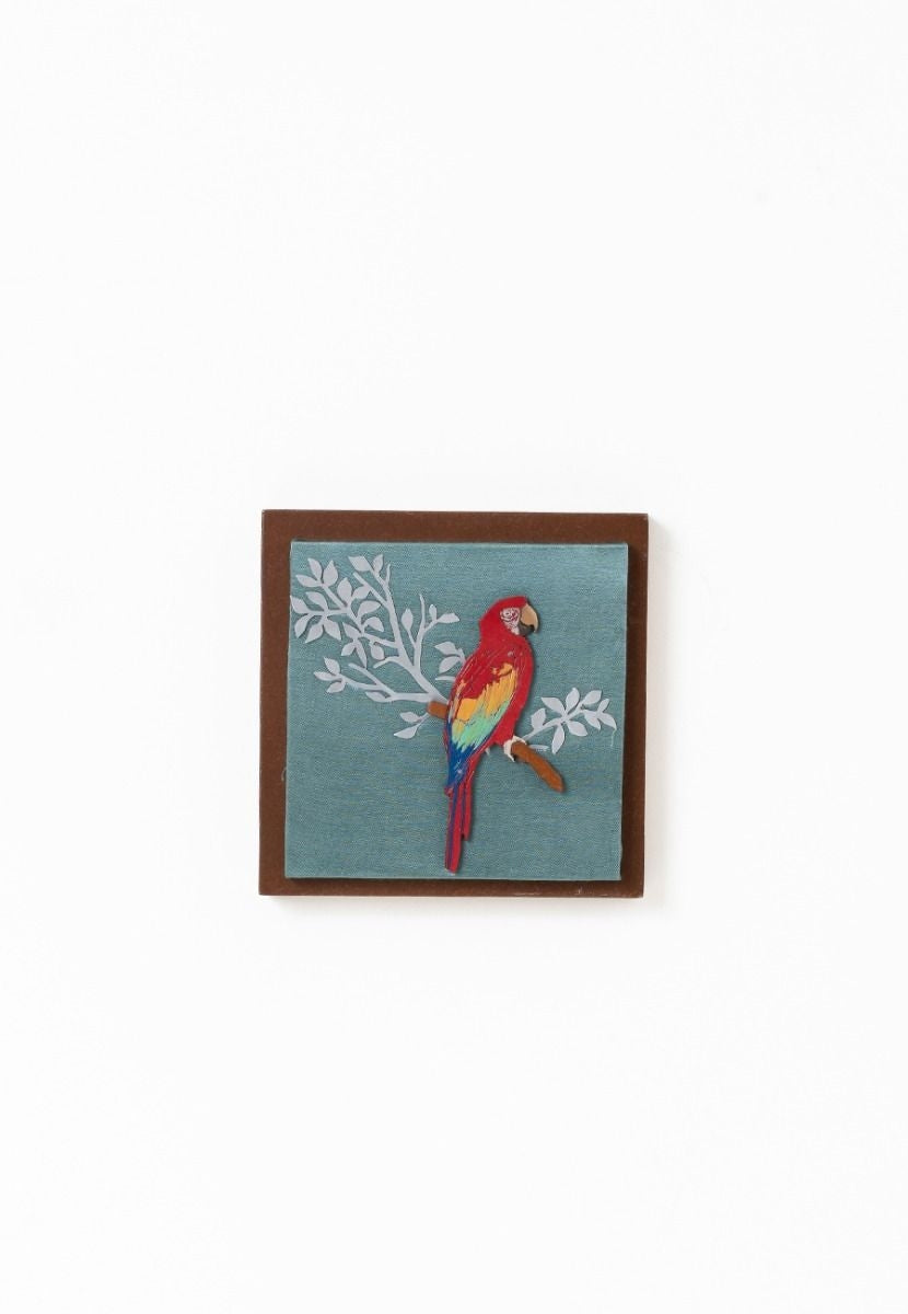 Blue Colour Hand-Painted Parrot Wall Frame - Aluminum Cutout