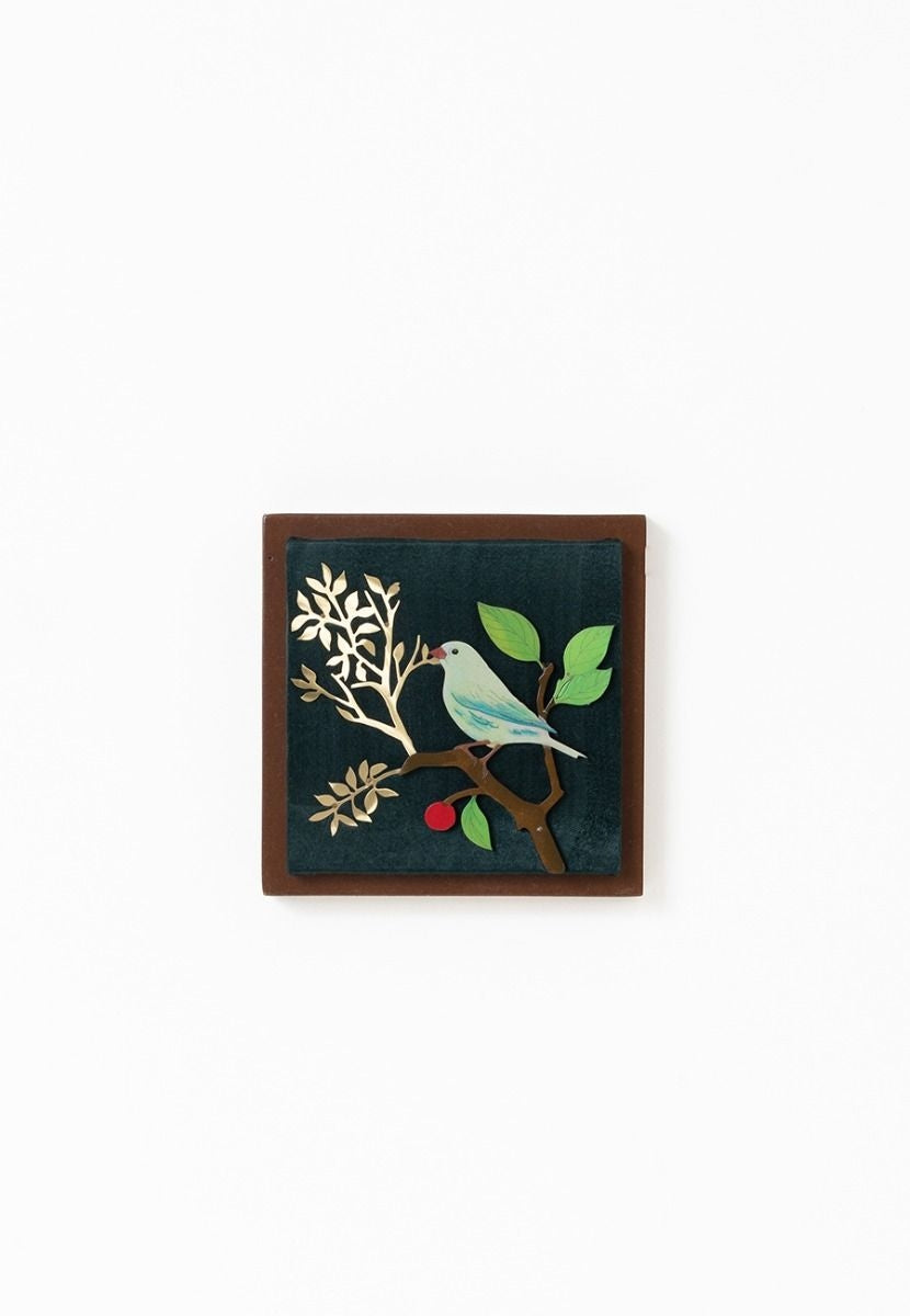 Bottle Green Canary Bird Wall Frame - Brass Cutout