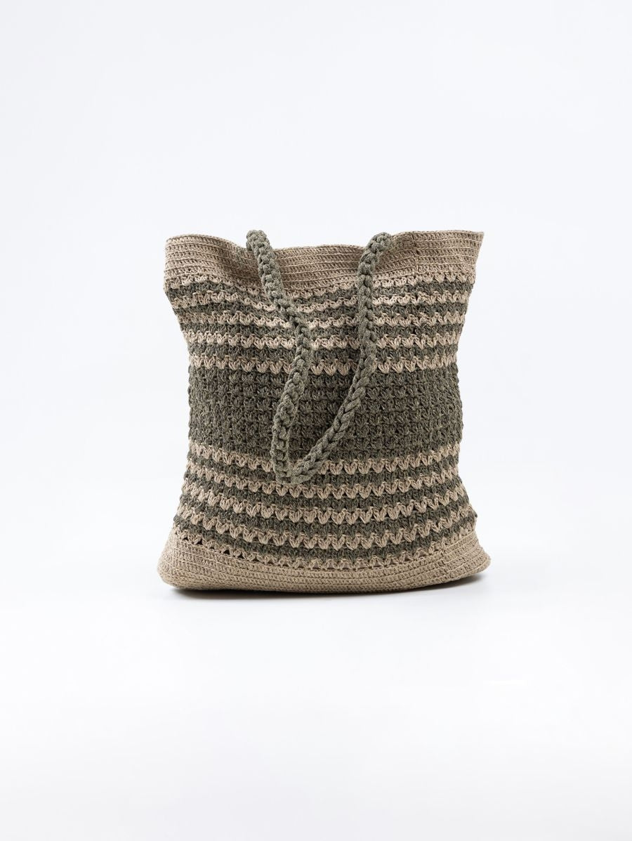 Khaki Jute Yarn Crochet Tote Bag