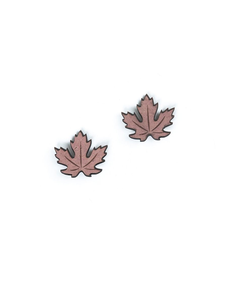 Natural MDF Maple Leaf Brooch (Set of 2)