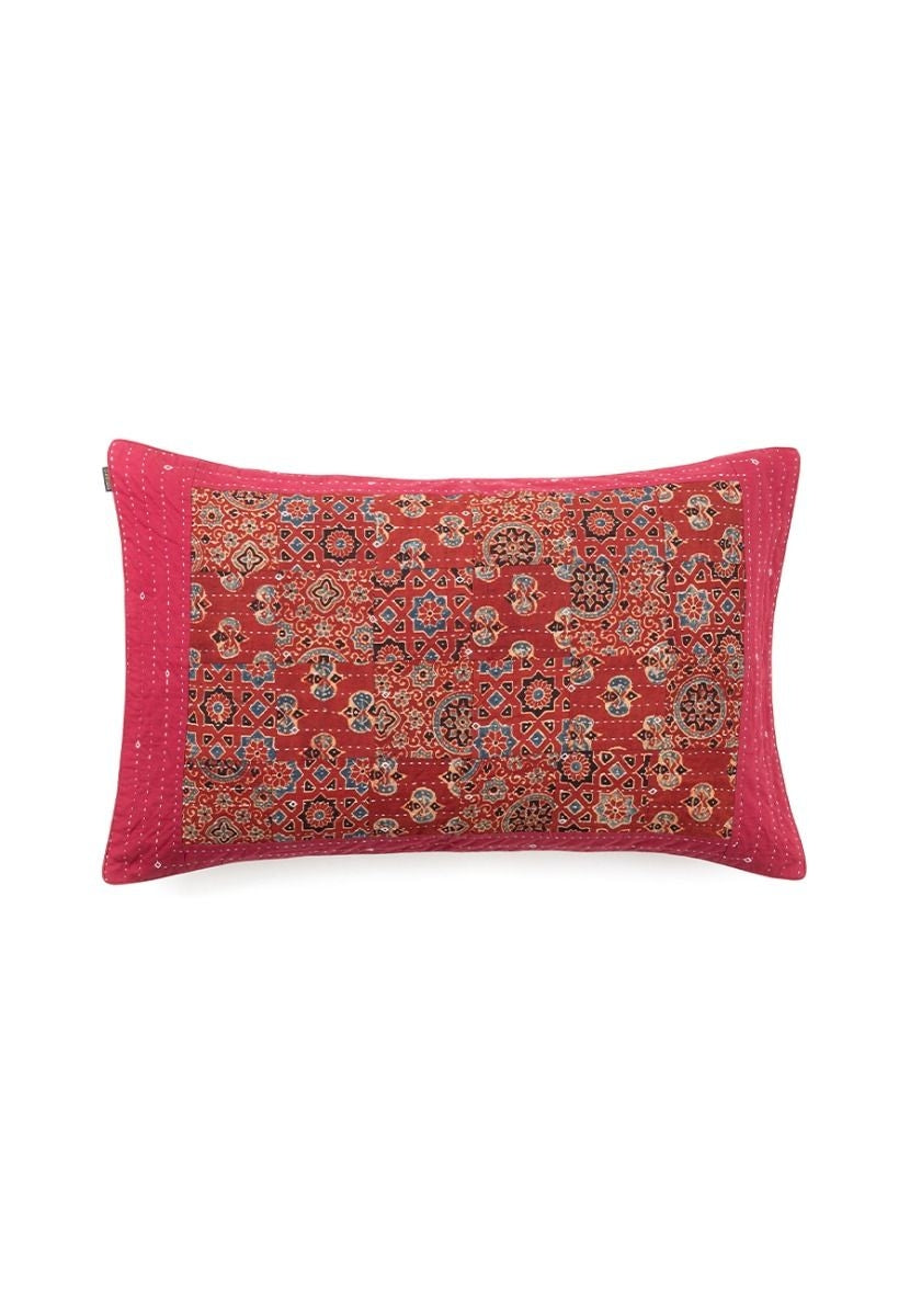 Maroon Hand-Woven Cotton Pillow Cover