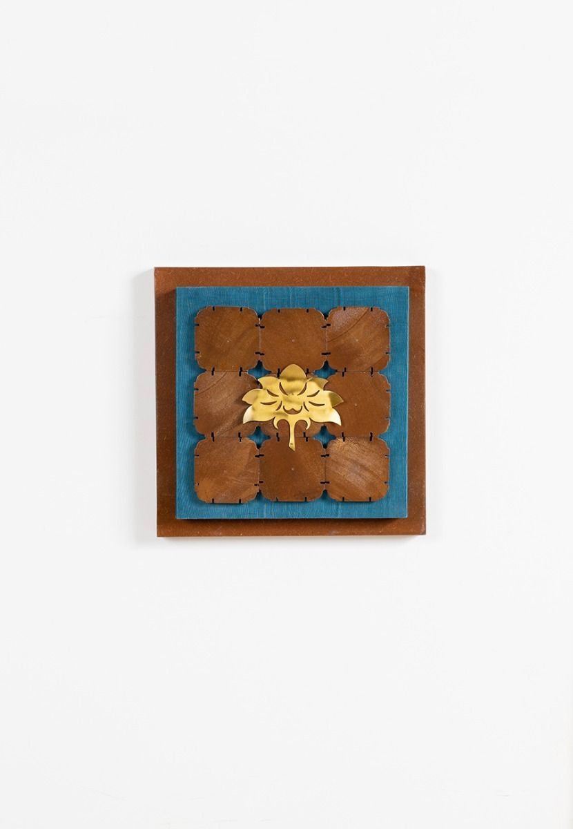 Lotus Composition in a Wooden Block